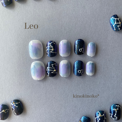夜空に輝く12星座nail〈しし座〉 ネイルチップ（つけ爪） kinokinoko