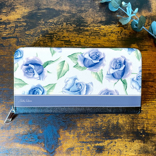 ブルーローズの長財布 バラ 花 財布 長財布 長財布 ShibaSakura🌸機種