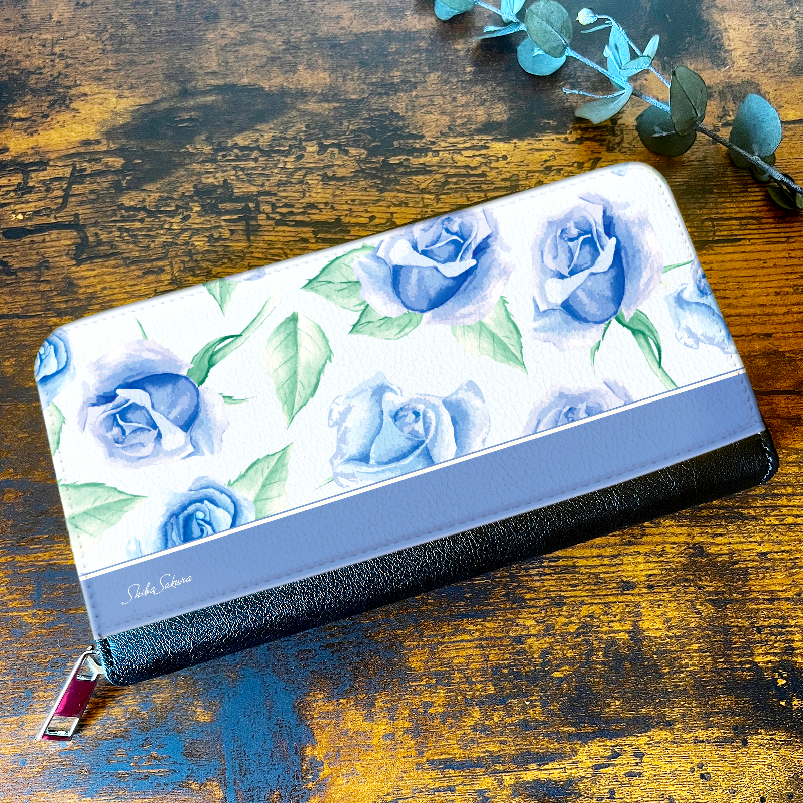 ブルーローズの長財布 バラ 花 財布 長財布