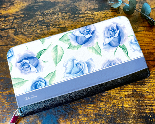 ブルーローズの長財布 バラ 花 財布 長財布 長財布 ShibaSakura🌸機種