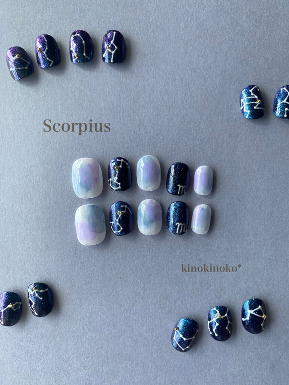 ネイル✨set 早い者勝ち 夜空に輝く12星座nail〈さそり座〉 ネイルチップ（つけ爪） kinokinoko