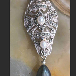 刻印有  sv925  アコヤ真珠 ブローチ  アンティーク 2枚目の画像