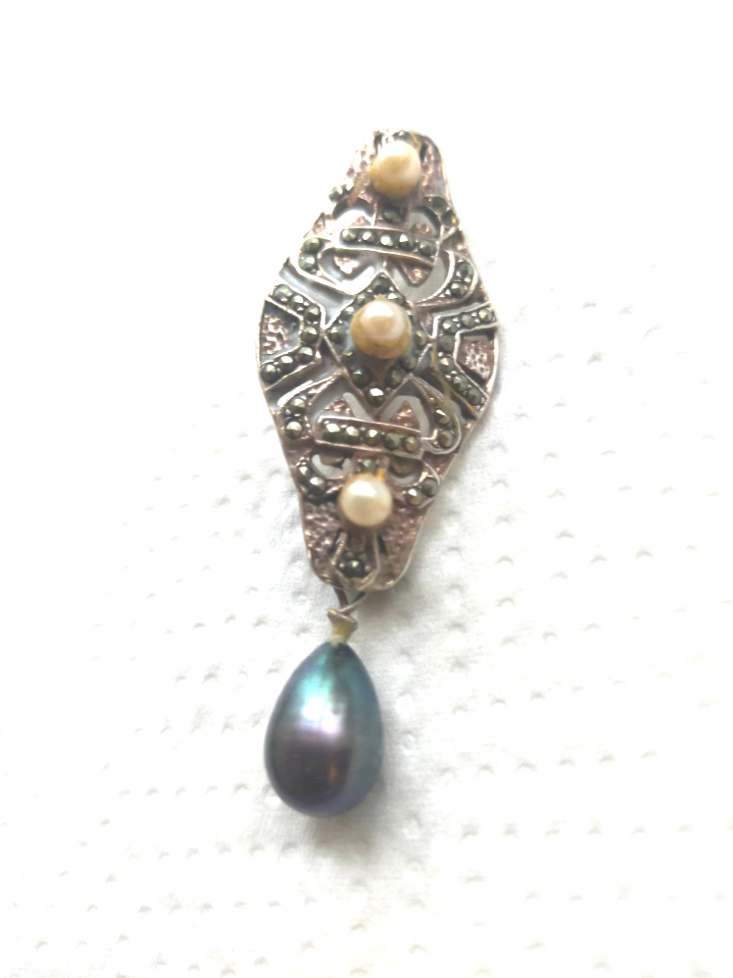 刻印有  sv925  アコヤ真珠 ブローチ  アンティーク