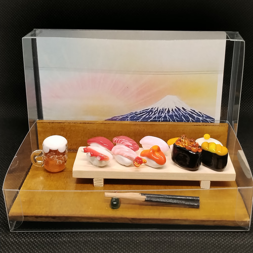 ミニチュアフード とんぼ玉 お寿司10貫盛り とんぼ玉 ハンドメイド助六