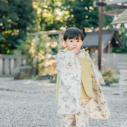 北欧ボタニカル着物&リバーシブル被布set 七五三 3歳 男の子 女の子 753 子供 キッズ 子供 浴衣 3枚目の画像