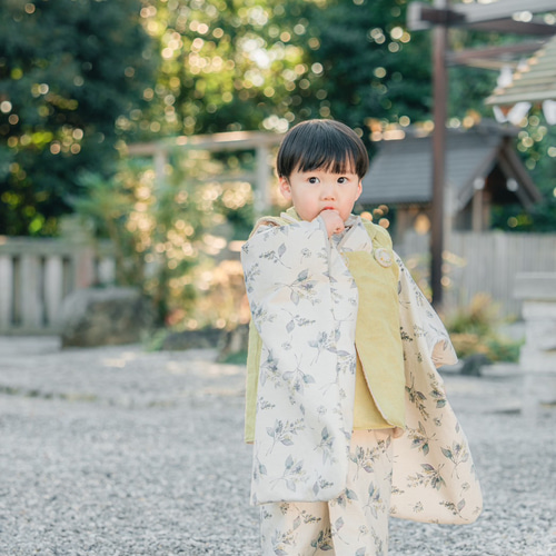 北欧ボタニカル着物&リバーシブル被布set 七五三 3歳 男の子 女の子