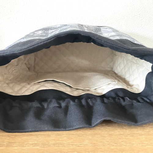 Favoris〜リバティ:アーカイブギンガム×11号帆布巾着ショルダーバッグC