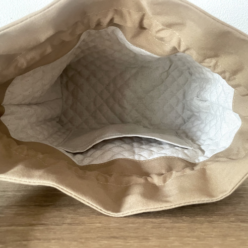 Favoris〜リバティ:アーカイブギンガム×11号帆布巾着ショルダーバッグC