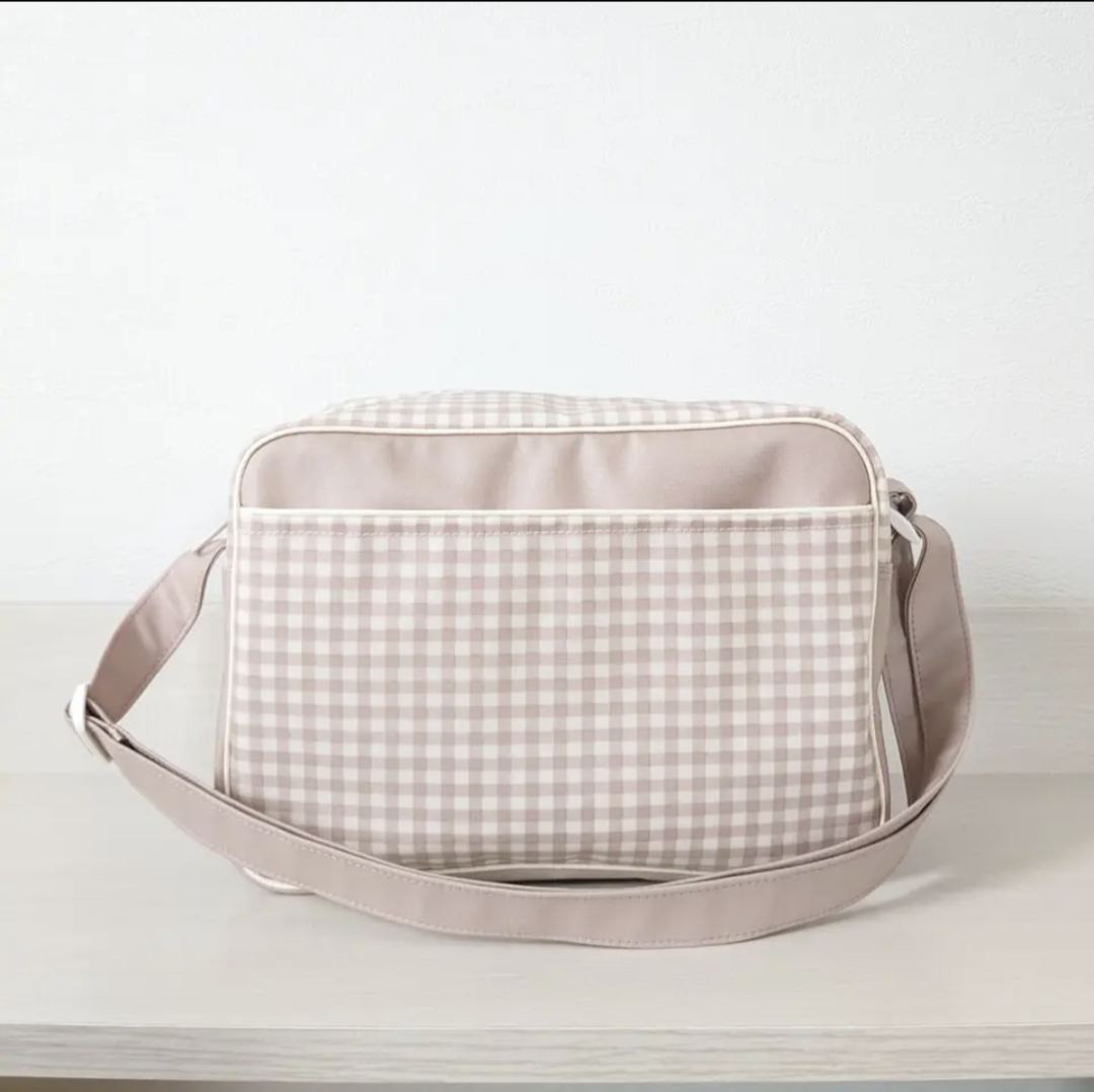 通園バッグ　ギンガムチェック　くすみピンク