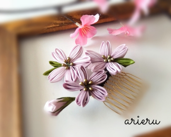 つまみ細工桜の髪飾り 4枚目の画像