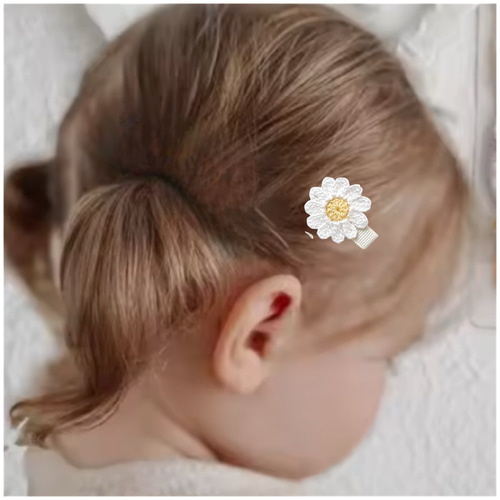 マーガレット♡ベビーヘアクリップ 赤ちゃんヘアピン 赤ちゃん髪留め