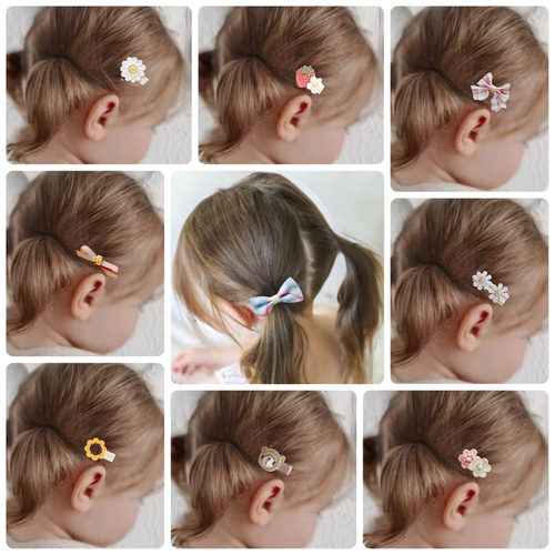 マーガレット♡ベビーヘアクリップ 赤ちゃんヘアピン 赤ちゃん髪留め