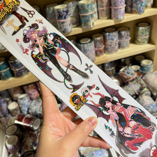 海外 PETテープ マスキングテープ 魔女 海外PETテープ 切り売り 夢魔 ダークレディ 女の子 人物 海外マステ