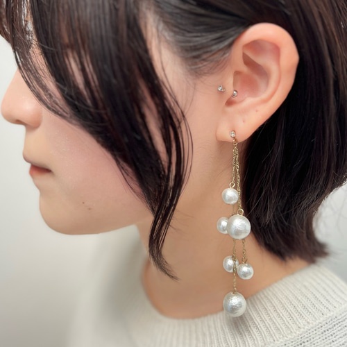 Mu 人気 コットンパールバブルピアスorイヤリング♡ペットとおそろい 