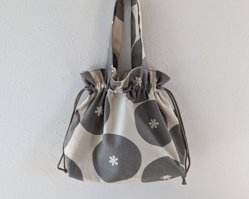 まぁるいお花の巾着トートバッグ 巾着バッグ ＊＊*Lemoon