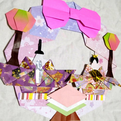 ひな祭り・リース・桃の花・折り紙 ・壁面飾り【★送料無料★】 2枚目の画像
