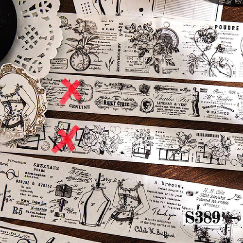 送料無料【S389コラージュ素材】海外和紙マステ 花 英字 洋裁 手帳