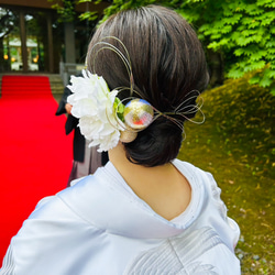牡丹　芍薬髪飾り　水引　くす玉ヘア 牡丹 芍薬髪飾り 水引 くす玉ヘア （芍薬 - ヘアアクセサリーの