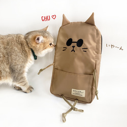 【CAT Buddy Bag - ベージュ】男女兼用ボディバッグ 4枚目の画像