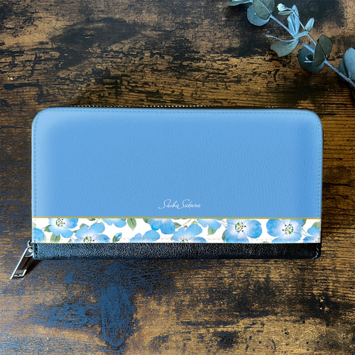 ネモフィラの長財布（スカイブルー） 花 財布 長財布 ネモフィラ