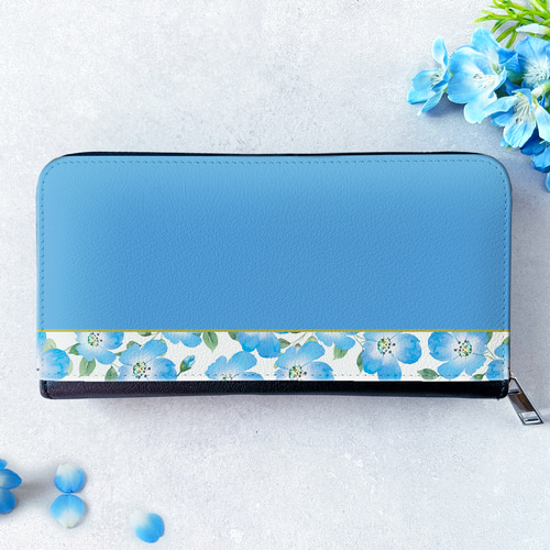 ネモフィラの長財布（スカイブルー） 花 財布 母の日 敬老の日 誕生日