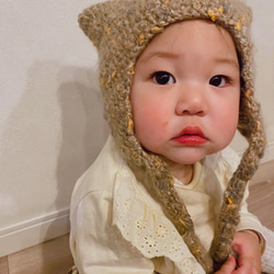 猫耳ボンネット ふんわり やわらか ベビーキッズ ボンネット 帽子