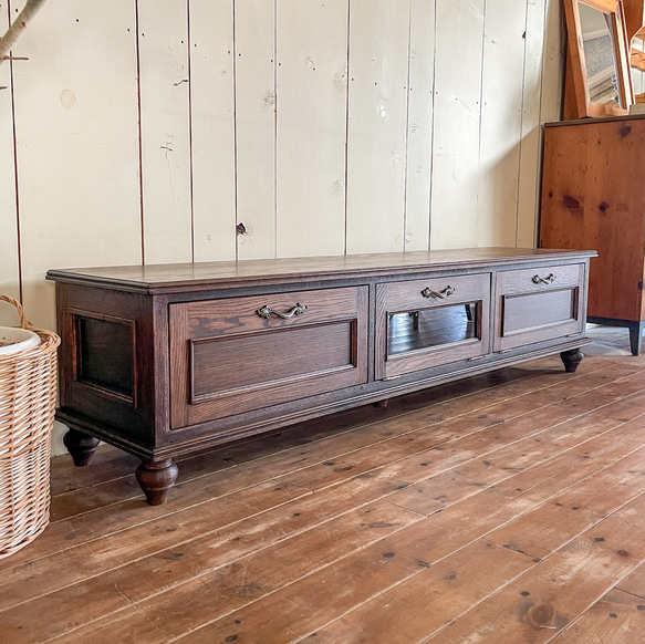 英国アンティーク調テレビボード オークアンティーク家具（ダーク