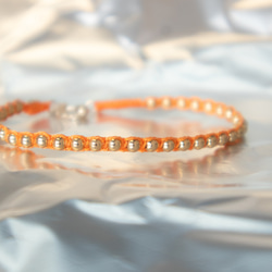 【轉運來】14k 包金珠轉運珠手工編織幸運手環- 橙色 第3張的照片