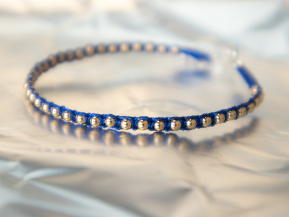 【轉運來】14k 包金珠轉運珠手工編織幸運手環-藍色 第3張的照片