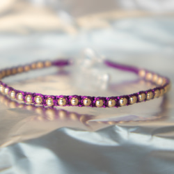 【轉運來】14k 包金珠轉運珠手工編織幸運手環-紫色 第3張的照片