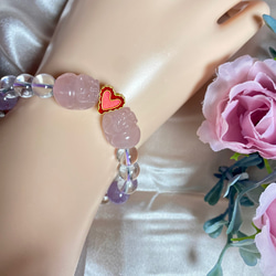 新作♡ピンクトルマリン貔貅の華奢ブレス 貔貅 カップル デザインブレスレット D-4 ブレスレット 癒し処つきみや