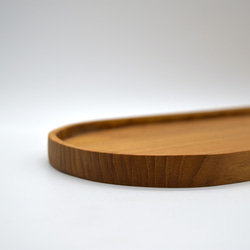 世界三大銘木 チーク無垢材　縁付きトレー　オーバルプレート 取り皿　おぼん　菓子皿　 2枚目の画像