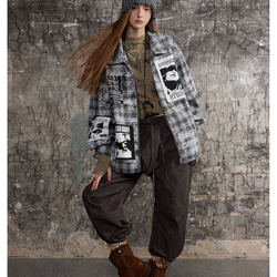 春の新制品アメリカ式潮牌レトロ格子グラムコート男女兼用 W192 2枚目の画像