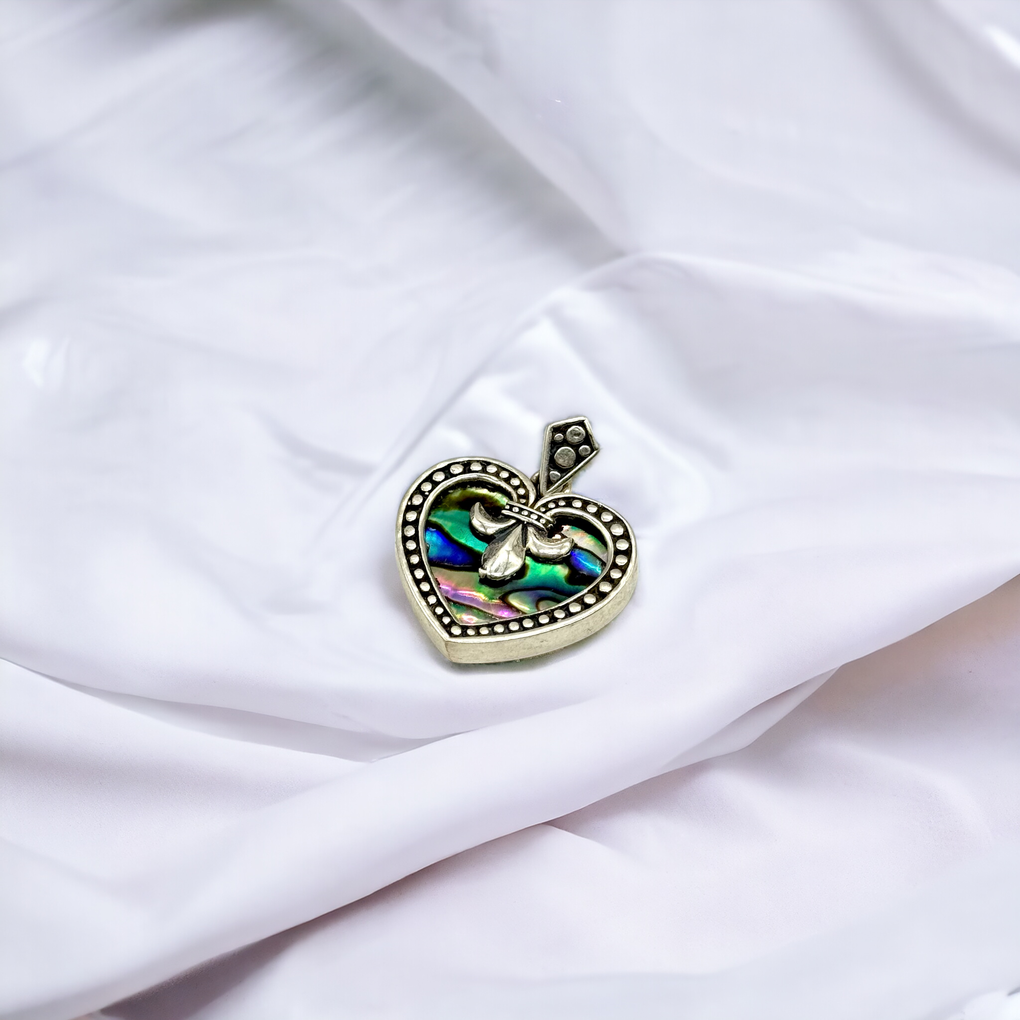 SEA Heart　海からの贈り物　リバーシブル ハート　ネックレス・ペンダントトップ　シルバー925 アバロンシェル