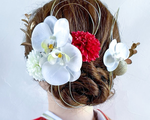 胡蝶蘭 桜  髪飾り ヘアパーツ 和装 アーティシャルフラワー 激安通販新作 胡蝶蘭 胡蝶蘭髪飾り 髪飾り和装 卒業式髪飾り