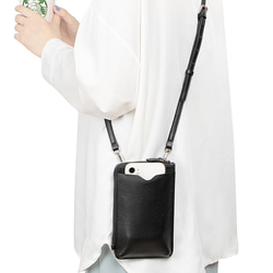 携帯バッグ カード収納 女性の軽量 携帯ポーチ 斜め掛け パスケース 革製 1枚目の画像