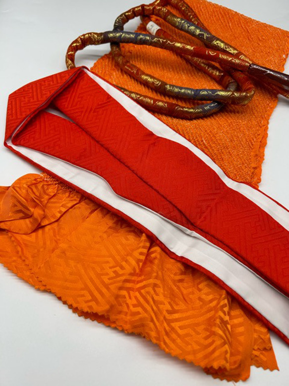 6680正絹総絞り帯揚げ＆重ね衿 帯締めセット 成人式 振袖 和装小物 3枚目の画像