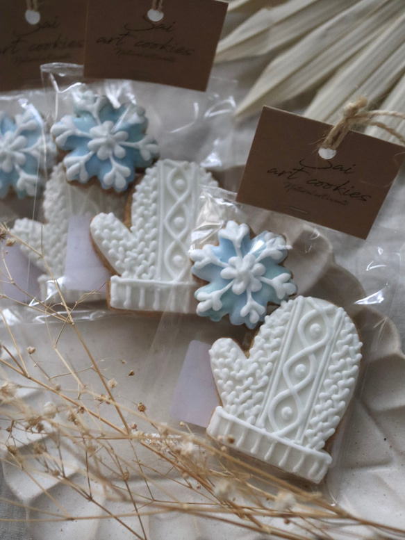 冬季限定【3袋セット】手袋&雪のアイシングクッキー / プチギフト