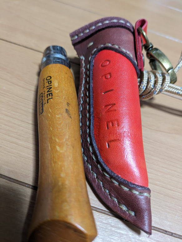 OPINEL#9 ナイフケース赤×茶 9枚目の画像