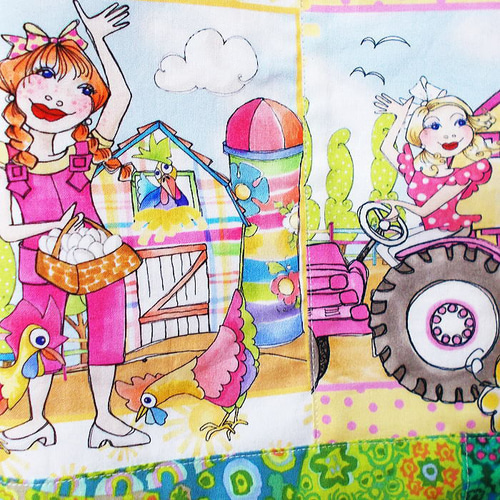 サコッシュ ロラライハリス 牧場ガール 鶏 豚ちゃん パッチワーク