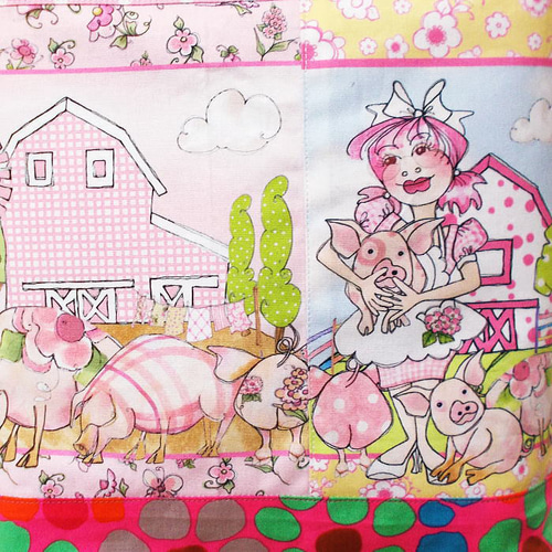 サコッシュ ロラライハリス 牧場ガール 鶏 豚ちゃん パッチワーク