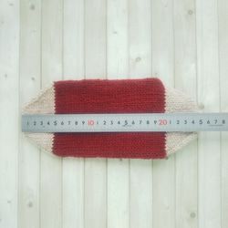 大きめ あったかウールの手編み靴下、カバー(赤+ベージュ)底面25.5×11cm『Creema限定』 3枚目の画像