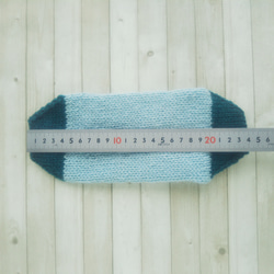 あったかウールの手編み靴下、カバー(水色+ビリジアン)底面24×10cm『Creema限定』 3枚目の画像