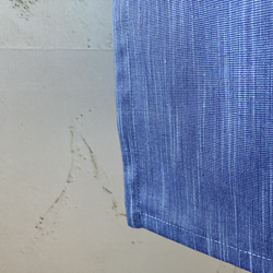 かすり調ブルー（綿ポリ）　だぼっと着たいプルオーバータイプのエプロン　着丈98 11枚目の画像