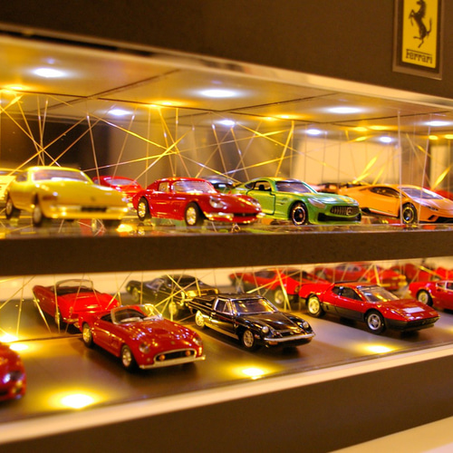 1/64展示20台可・グレー＆ミラー・ディスプレーBOX / LED20灯