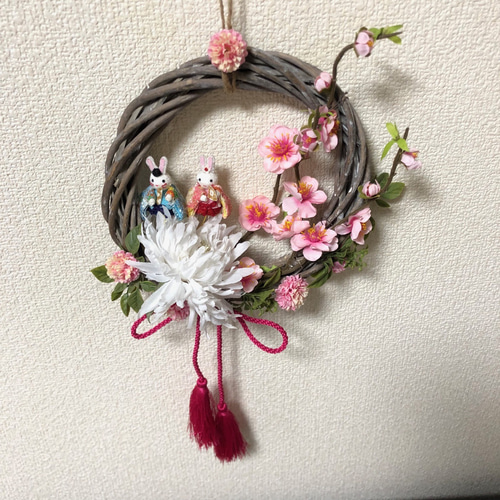 『匿名配送』雛祭りリース 春らしく明るく軽やかに♪簡単な「雛祭りリース」の作り方 | 不器用
