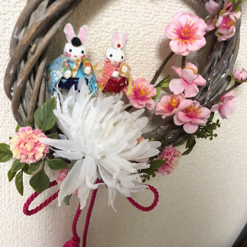 ひなまつりリース シックな桃アレンジ リース Mer bleue 通販