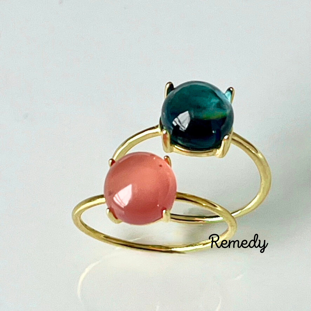 福袋ジュレ☆彡ロンドンブルーストパーズと極上発色インカローズのリングセット Silver925/18KGP 11月誕生石