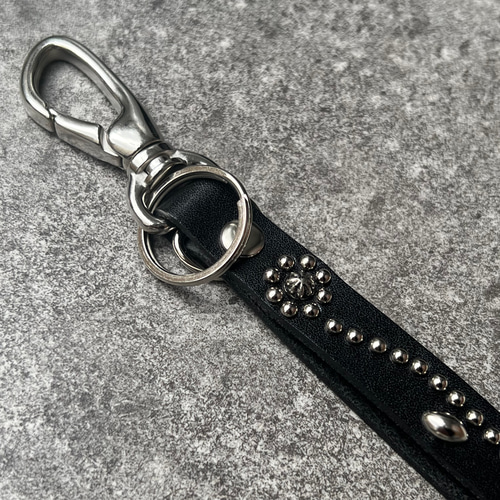 栃木レザー キーホルダー キーリング ストラップ スタッズ 日本製 本革