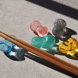 【ガラスのお箸置き】colorfulbeans【pastel】5個セット 4枚目の画像